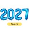 2027 Number Foil Balloons 16/32 Inch Multicolor Floatable Decor for New Year Christmas Graduation Party