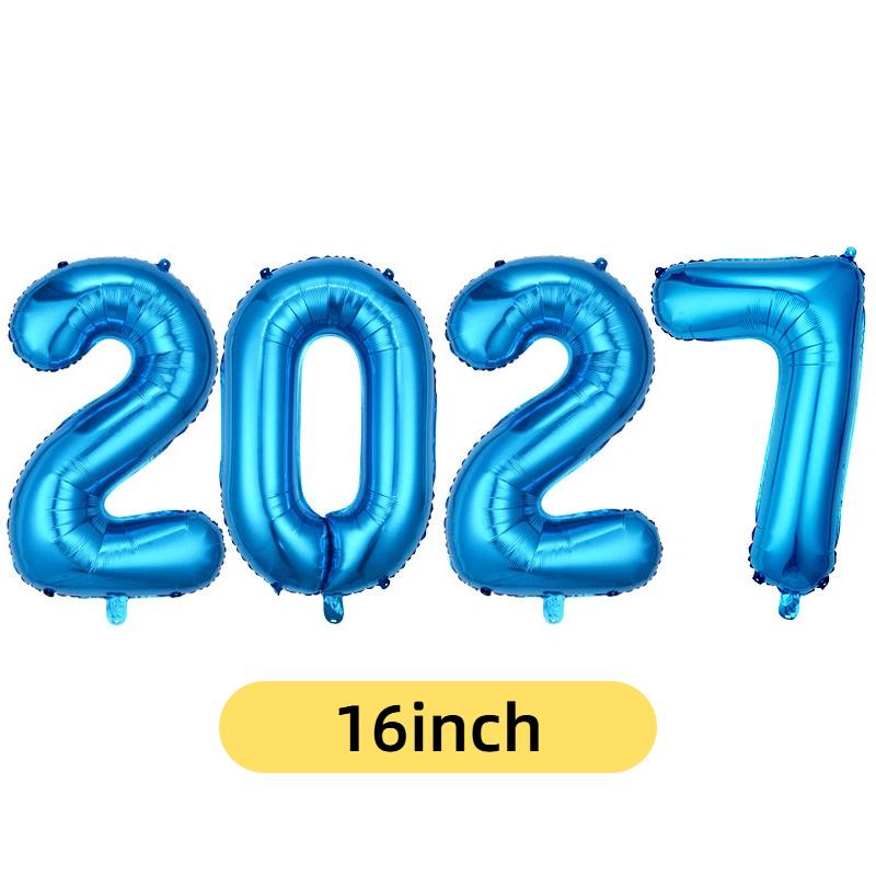 2027 Number Foil Balloons 16/32 Inch Multicolor Floatable Decor for New Year Christmas Graduation Party