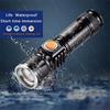 Powerful LED Flashlight With Tail USB Charging Head Zoomable Waterproof Torch Portable Light 3 Lighting Modes Built-in Battery