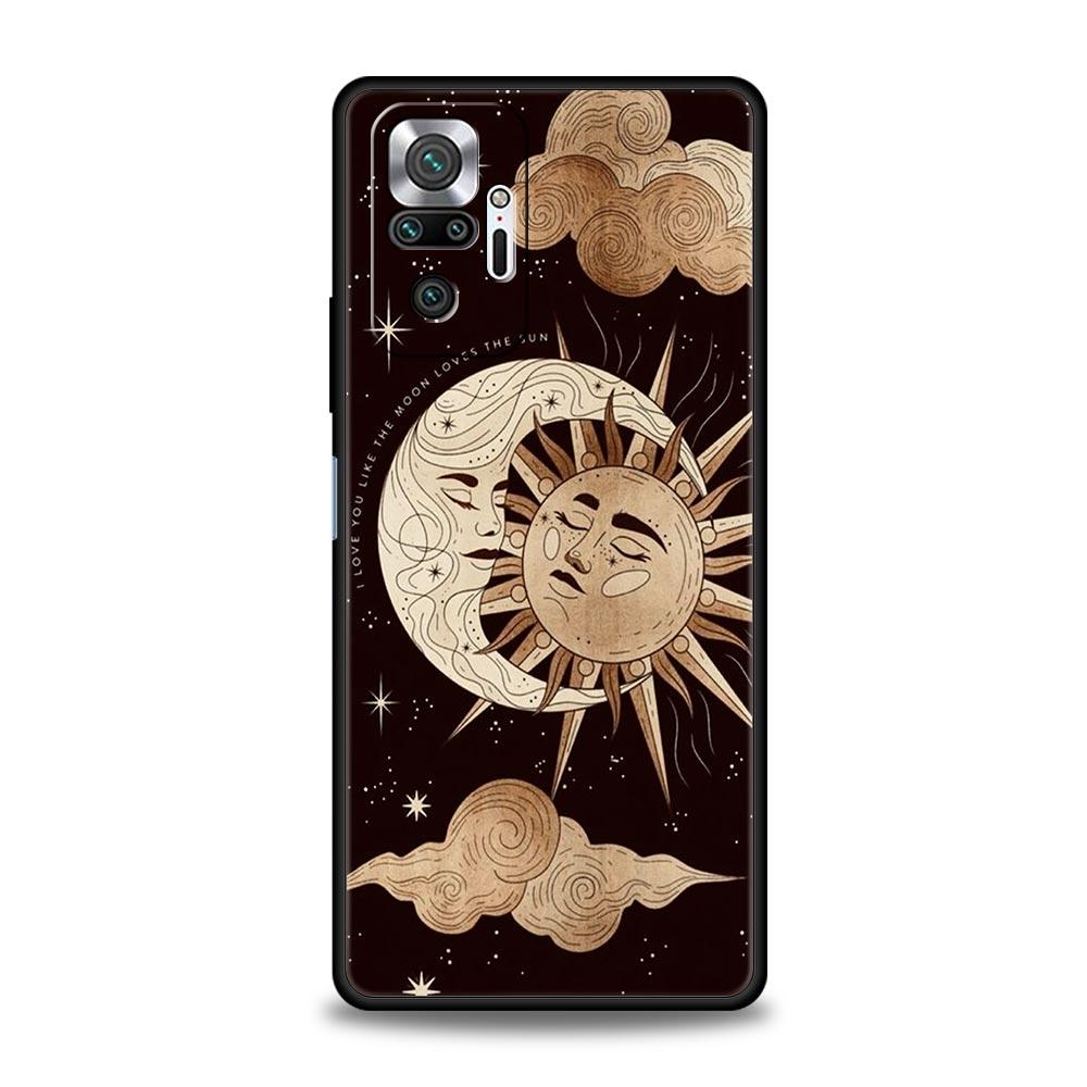 Moon Sun Phone Case For Xiaomi Redmi Note 14 13 5G 10 11 12 Pro Plus 4G 14C 13C 12C 10C Black Cover