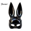 Plastic Rabbit Mask Halloween Bunny Half Face Mask, Costume Prop with Long Cosplay Supplies Ears, for Adults, Masquerade Party Accessory