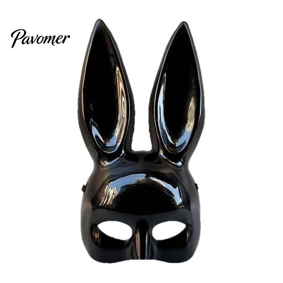 Plastic Rabbit Mask Halloween Bunny Half Face Mask, Costume Prop with Long Cosplay Supplies Ears, for Adults, Masquerade Party Accessory