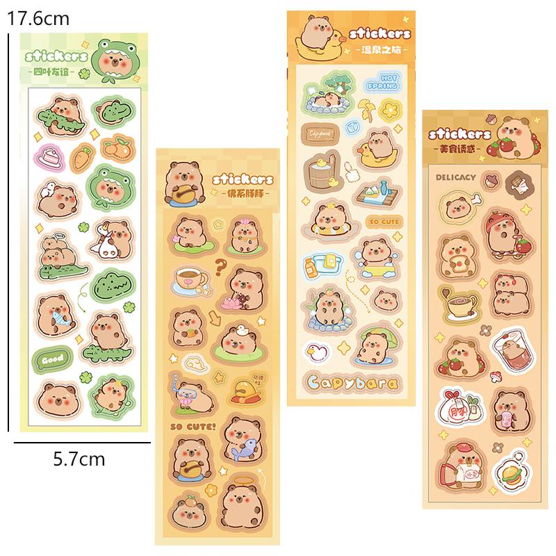 

4Pcs Kawaii Capybara Stickers Cartoon Stickers Creativity Adhesive DIY Hand Account Album Diary Decoration Stickers