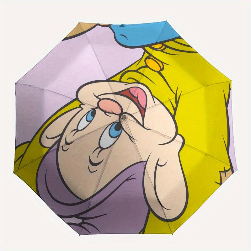 Disney Dwarf,Snow White Manual Opening and Closing Umbrella - 20-Rib Reinforced Folding Design, Lightweight and Portable, Suitable for Daily