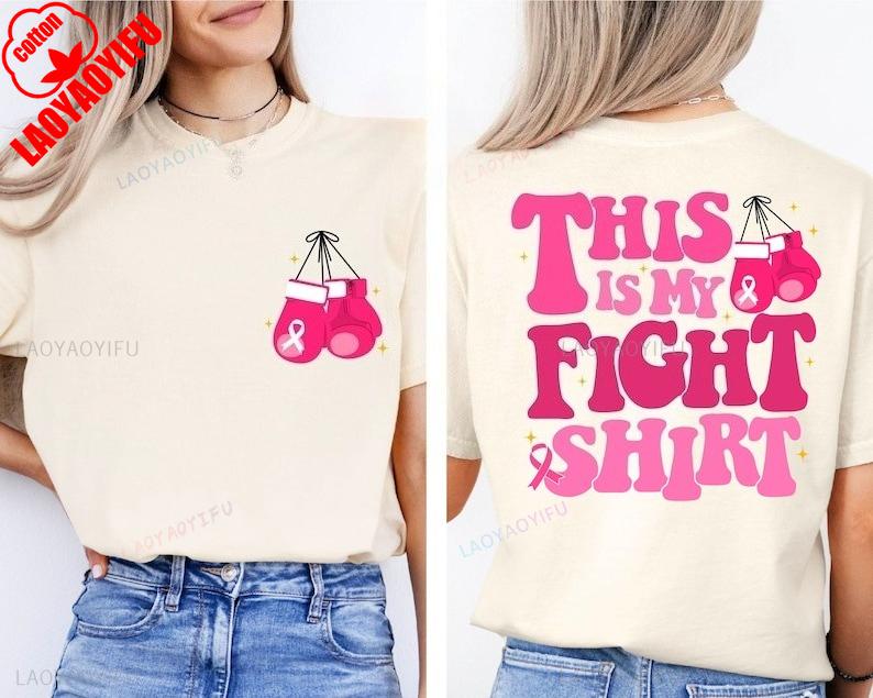 Breast Cancer Awareness Shirt This Is My Fight Tee Pink Ribbon Top New Summer Shortsleeved Roundneck Casual Tshirt Launched