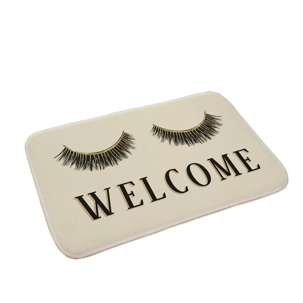 Glitter EyeLash Welcome Makeup Entrance Doormat Non Slip Rugs for Girls Bedroom Decor Home Carpets Living Room Kitchen Bath Mat