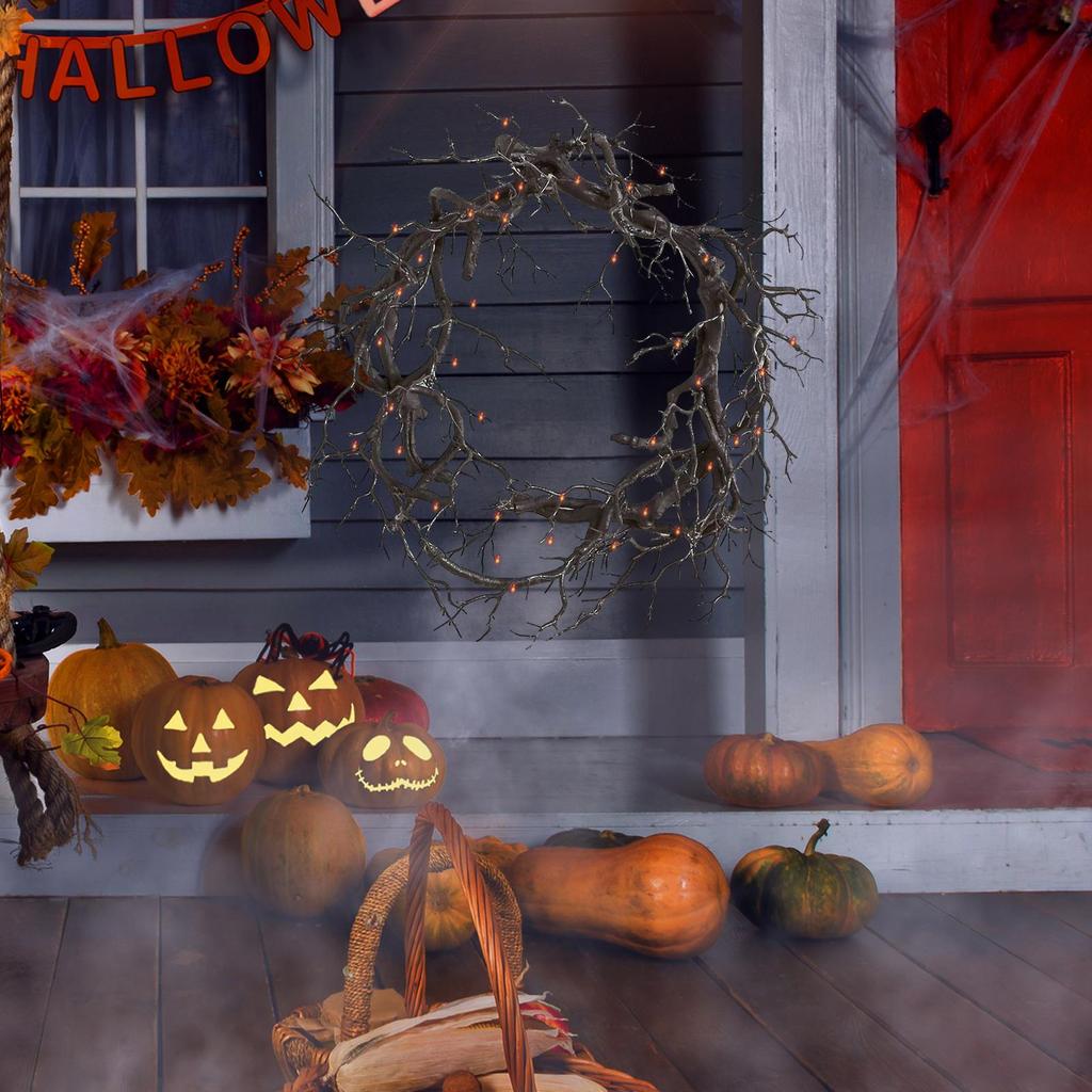 Halloween Front Door Wreath 17 Inch Scary Halloween Decoration Dead Branch