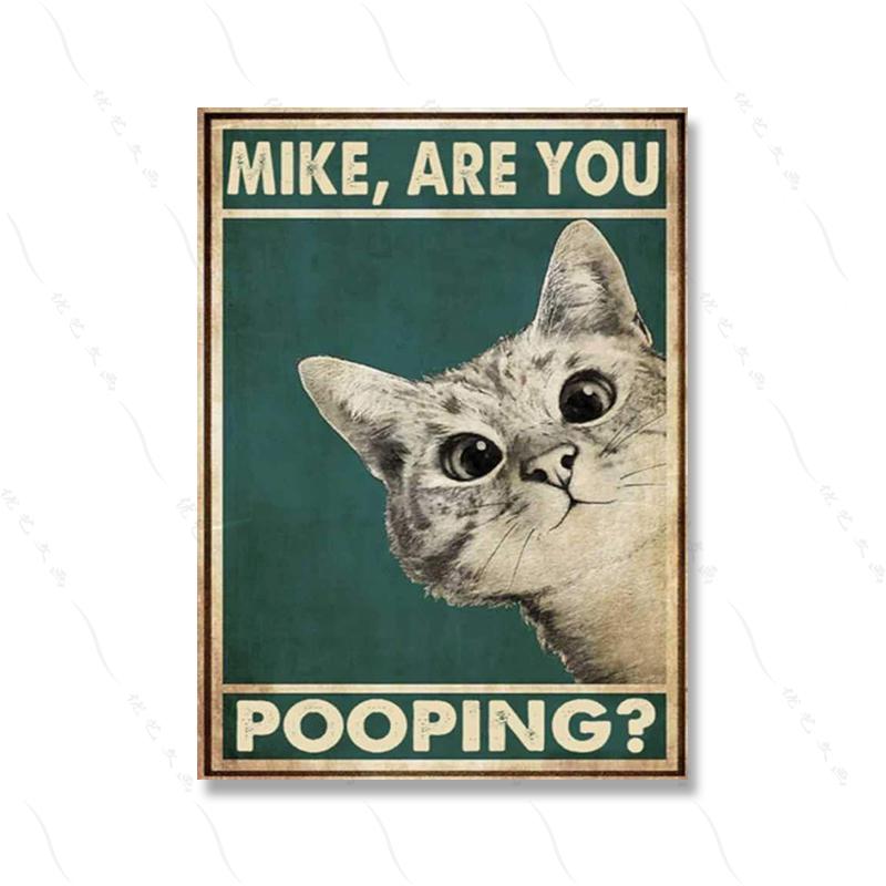 Are You Pooping Poster Bathroom Funny Bathroom Sign Canvas Prints Cute Cat Quote Art for Painting Wall Picture Toilet WC Decor