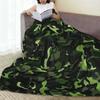 Flannel Throw Blanket Green Camouflage Army Camo Warm Plush Blankets Soft Bedding for Bed Living room Home Travel Couch