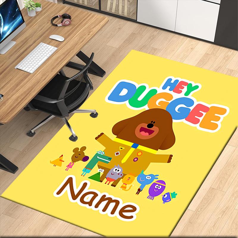 Custom Name Hey Duggee Printed Carpet, for Office Chair Living Room Bedroom Kitchen Room Decor Gifts.