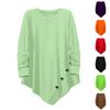 Women's Color Casual Top With Irregular Hem And Button Decoration