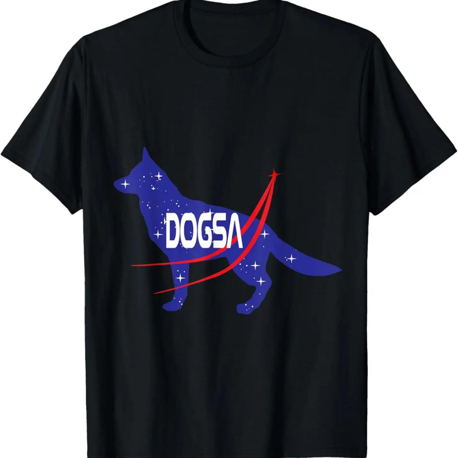 Men & women Space and dog T shirt present S чёрный