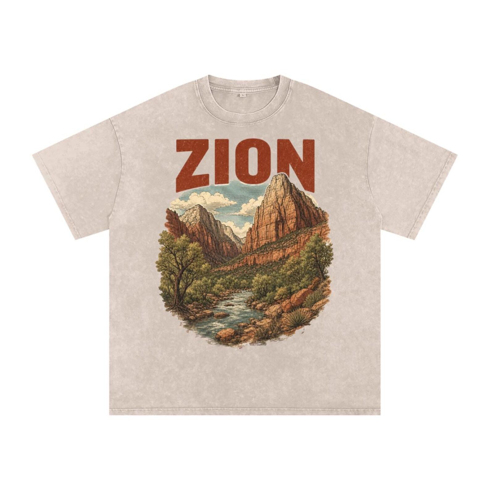 Zion National Park Vintage T-Shirt, Scenic River Red Rock Canyon Graphic Tee S