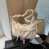 Large-capacity bag women's summer new niche bow shoulder messenger bag pleated dumpling bag
