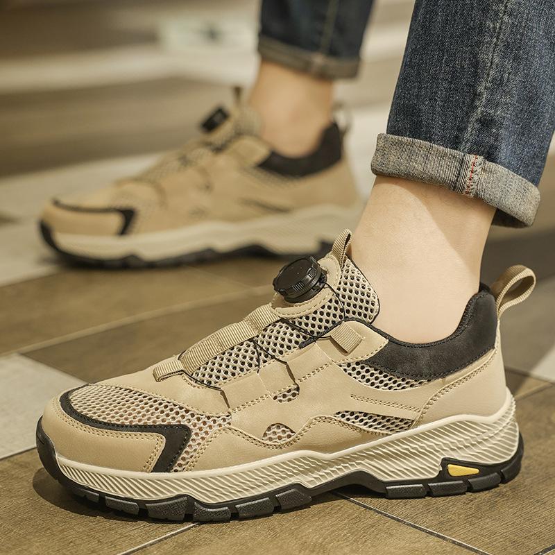 

Rotary buckle mesh hiking shoes large hole hiking shoes men s spring and summer new lightweight breathable outdoor non-slip sports tide shoes 44 абрикосовый