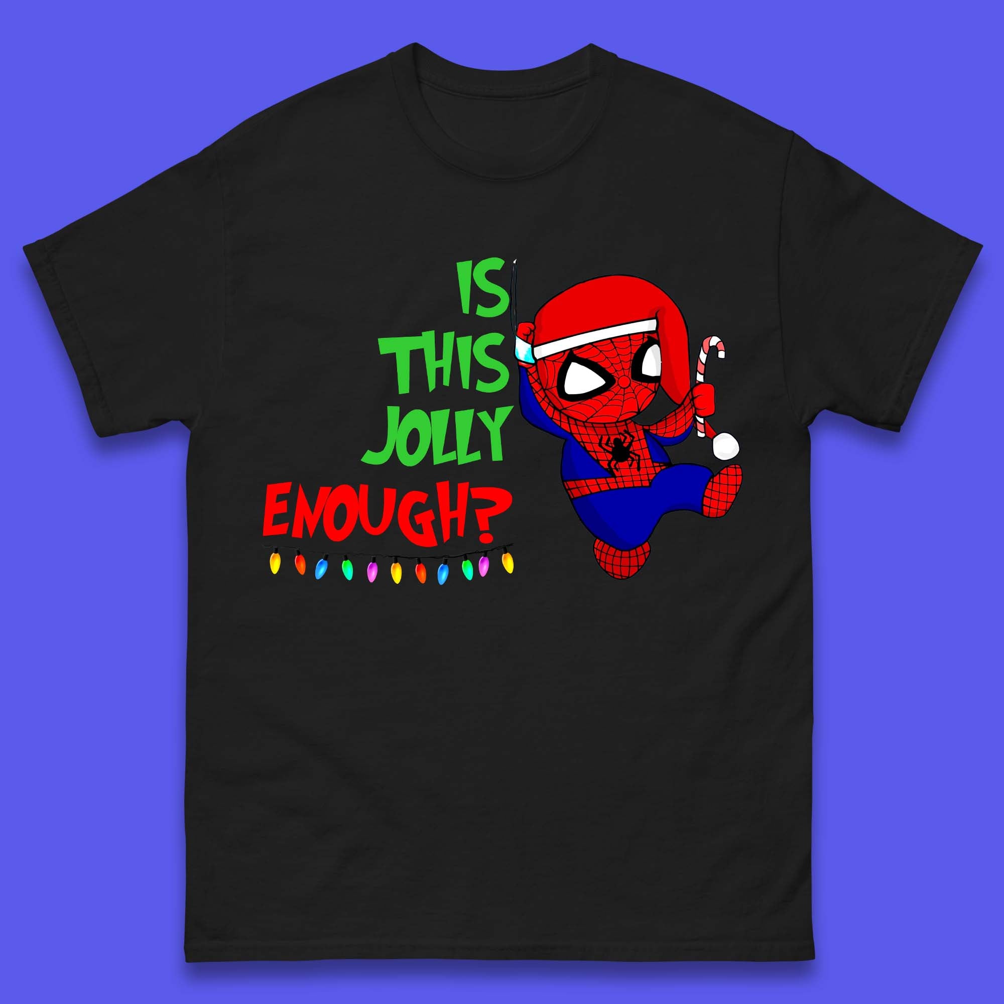 Jolly Enough Spiderman Christmas Mens T-Shirt Womens Tops Tees L