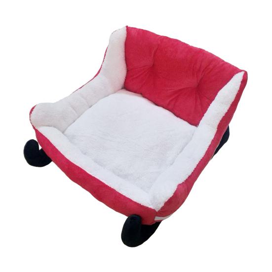

Рождественские сани для кошек, кровать для красных саней Санты, кровать для домашних животных, искусственный мех, плюш