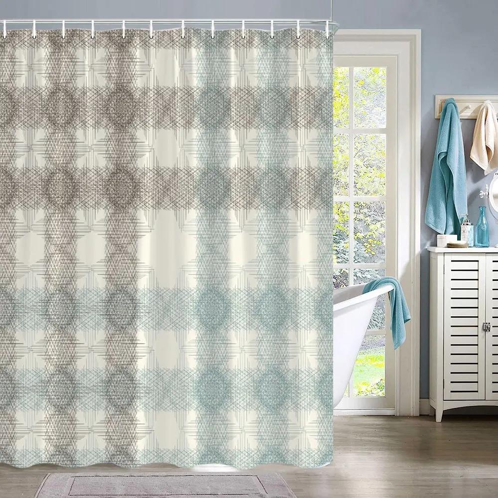 Vintage Abstrakte Geometrische Linien Badezimmervorhang Aztec Duschvorhang Bohemian Heim Badezimmer Dekor Polyester Duschvorhänge