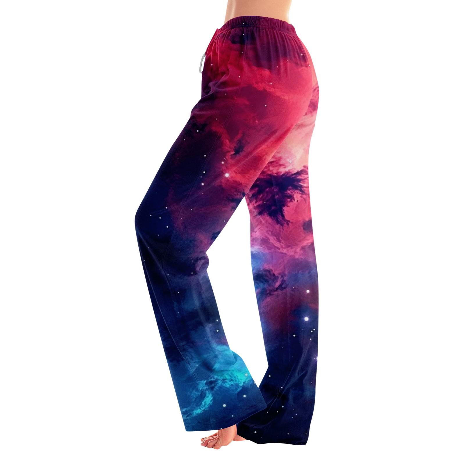 

Женские пижамные штаны, одежда для сна, повседневные брюки с эластичной резинкой на талии, удобные прямые свободные брюки для йоги L темно-фиолетового