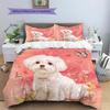 Pink Maltese Pattern Bedding Home Decoration Birthday Gift (1 * duvet cover + 2 * pillowcase, without core)
