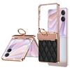 For Honor Magic V Flip 2 Case Ring Holder Rhinestone Leather+PC Cover with Rear Screen Film