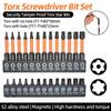 26Pcs Torx Chave de fenda Bit Segurança à prova de violação Chaves de fenda magnéticas Bits Broca Estrela Plum Sólida Chave de fenda oca 1/4 Hex S2