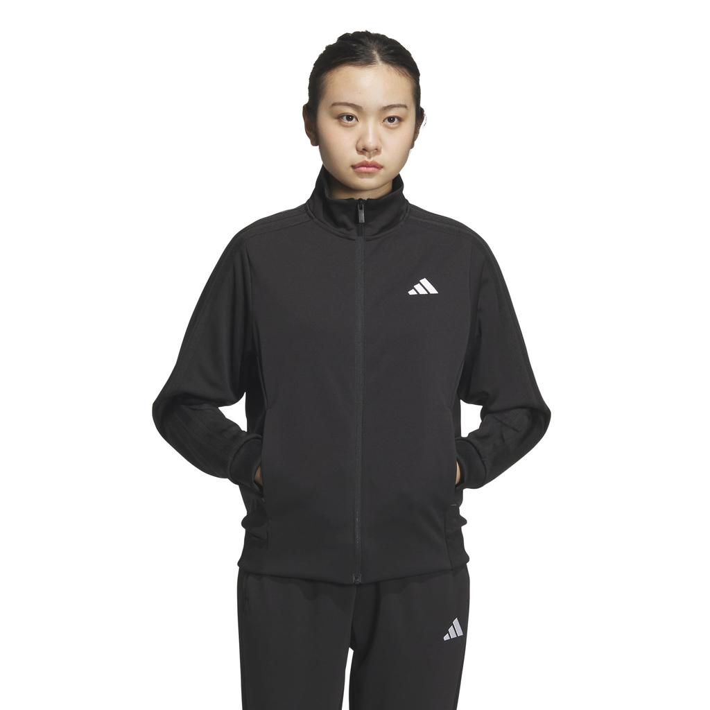 Adidas JVP35 Loose Fit Double Knit Track Women's 3-Stripes Top, Black/Black (JW9788)