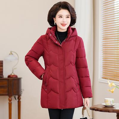 Middle-aged and Elderly Women with Large Size Waist Cotton-padded Jacket Short Loose Winter Mother Temperament Hooded Down Cotton-padded Jacket