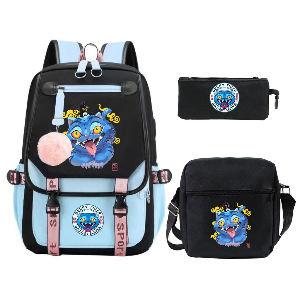 Witch Hunters Cartoon Peripheral Printing Children's Backpack Cross-border New Student School Bag Three-piece Shoulder Bag Pencil Bag