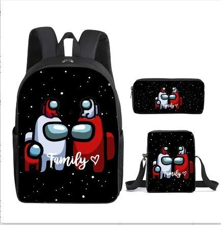 Amongus Space Werewolf School Bag 3PCS Game Merchandise Elementary And Middle School Students Backpack Pencil Bag Satchel