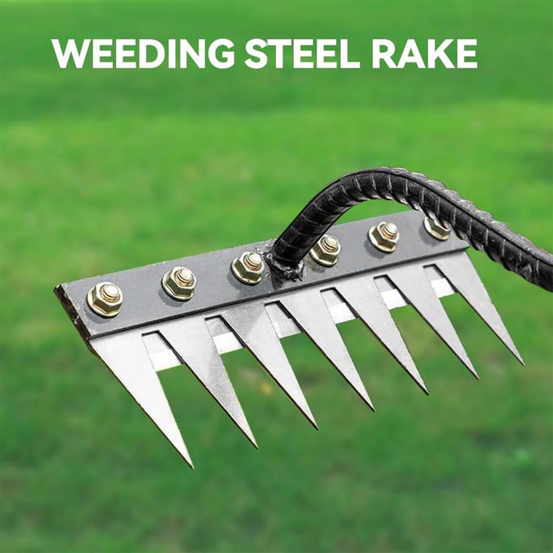 7/8 Teeth Carbon Steel Garden Hand Rake Farm Tool Weeding Scarifier Agricultural Nail Harrow Metal Harrow Garden Weeding Tool