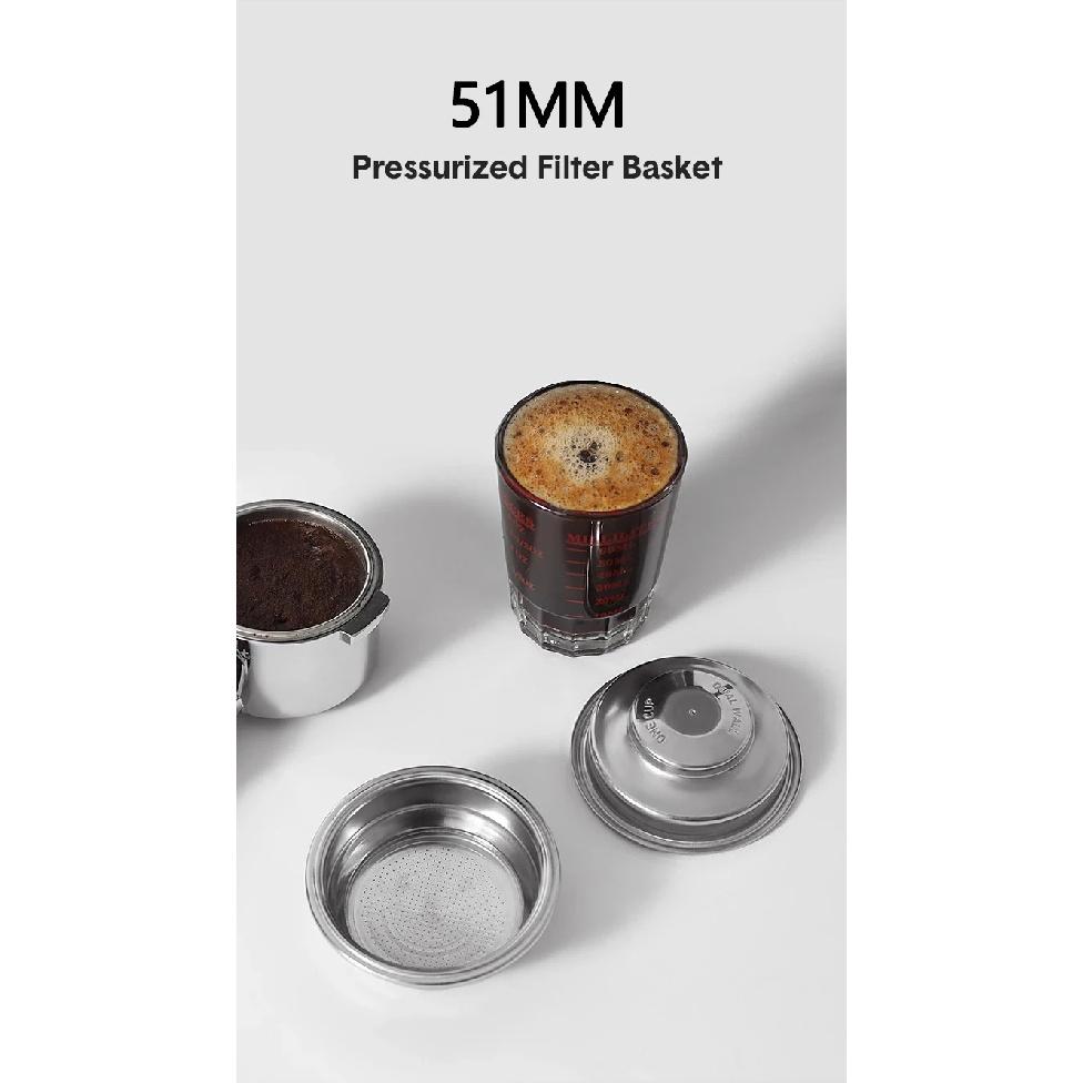 Coffee Filter Basket 51MM Pressurized Double Layer Stainless Steel For Delonghi Portafilter Barista Tools Espresso Accessories