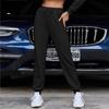Women's Four-season Version Solid Color Women's Trousers with Pockets Long Sweatpants Fleece Sweatpants Sweatpants Casual Fashion Loose BlackRed