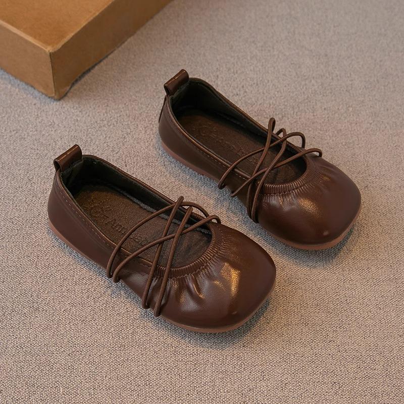 

Кожаная обувь для девочек, новая детская обувь весной и осенью, туфли принцессы для маленьких девочек, туфли-бобы на мягкой подошве, тренд детской обуви 35 коричневый