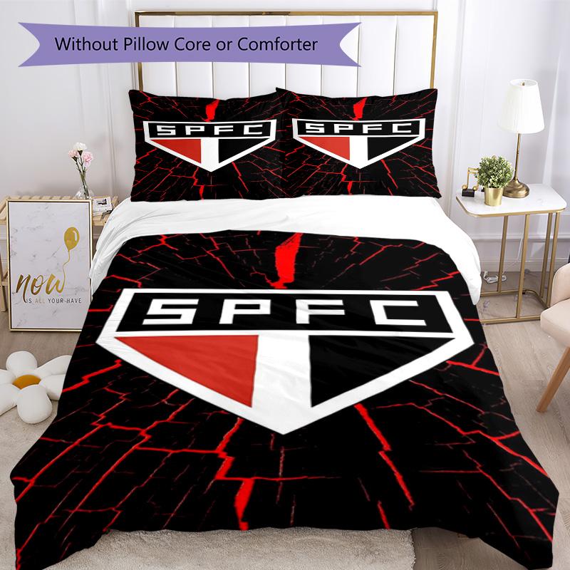Paulo Fc Emblem Printed Pattern Duvet Cover Set – Includes 1 Duvet Cover and 2 Matching Pillowcases Bedroom Decor Christmas Gifts