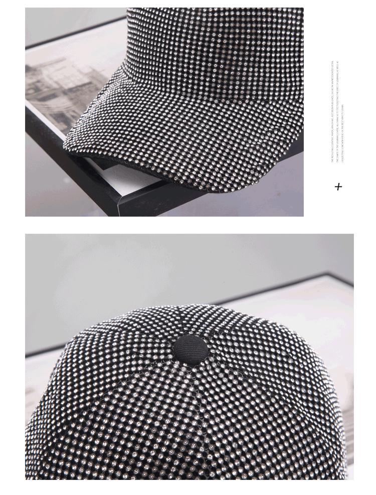 Damen Baseballkappe im koreanischen Stil mit Strasssteinen - Breiter Schirm, Figurbetonte Passform, Trendiges Design