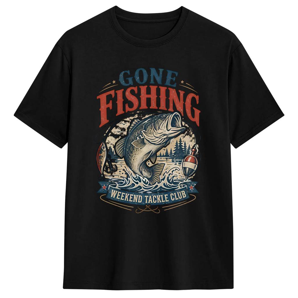 Fly Fishing Tshirt Summer Hip Hop T Shirts Man Pure Cotton Crewneck Oversized Clothing Shortsleeve Vintage Tshirt