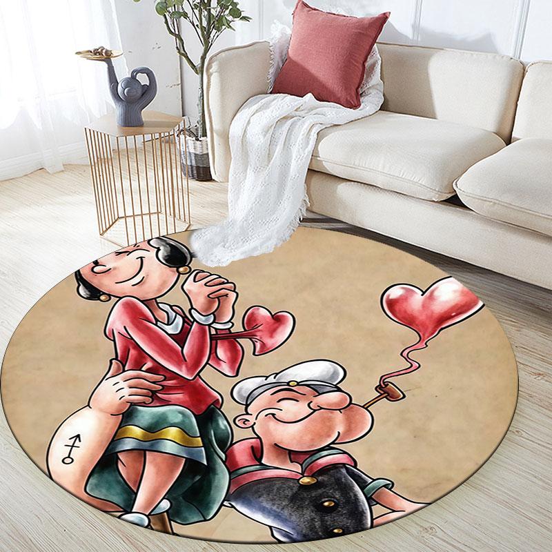 Popeye the Sailor Man,Round Area Rug,Carpet Rug for Living Room Bedroom Sofa Playroom Decor,Non-slip Floor Mat