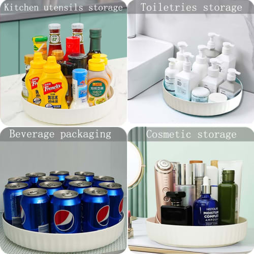 PopoluFaya Rotating Spice Rack, 360 Rotating Spice Rack, Round Spice Storage Shelf, Space-Saving Tray, Suitable for Kitchen Storage, Refrigerators, D