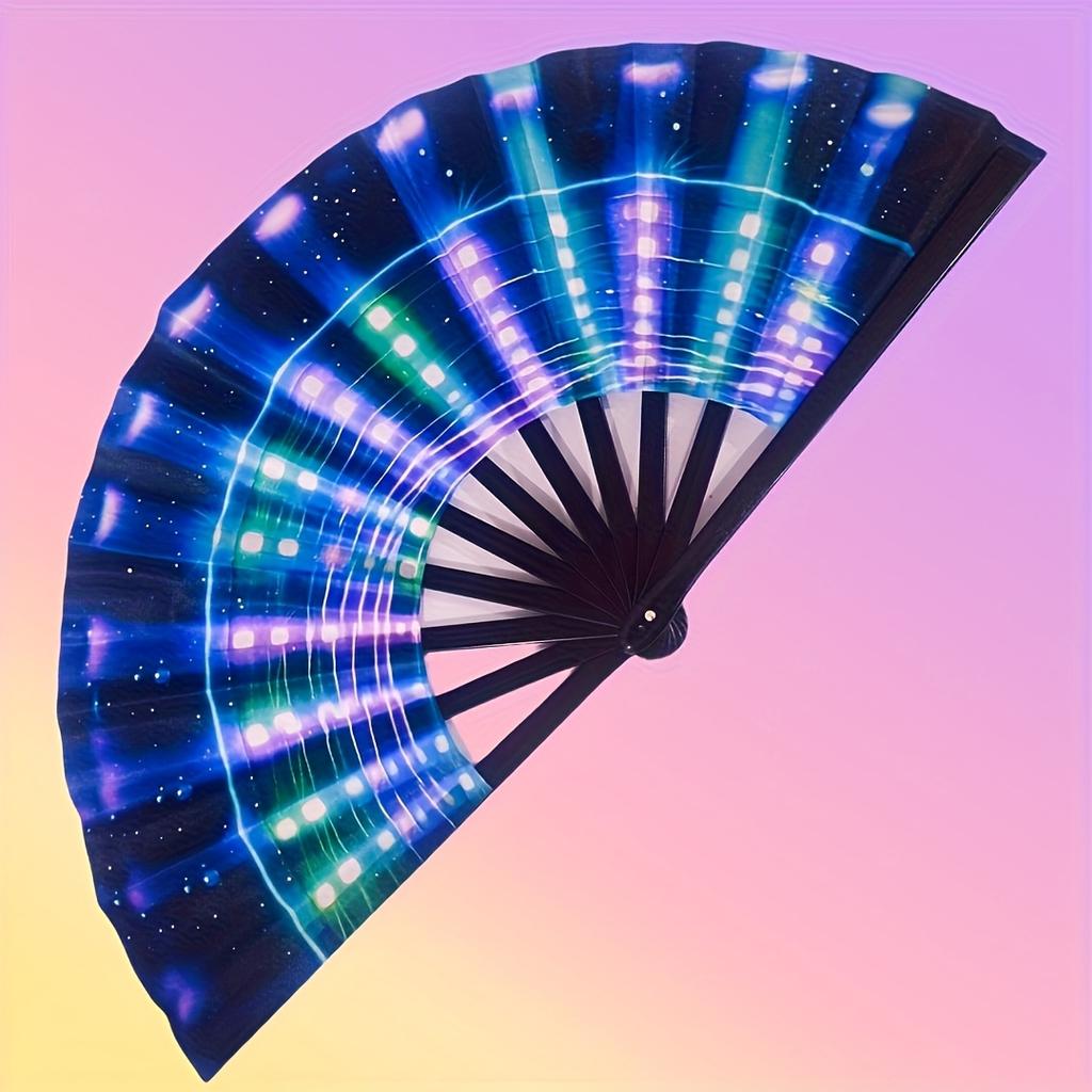 1pc Large Music Festival Hand Fan, Chinese Kongfu Taiji Folding Fan That Makes A Loud Sound, for Dances, Nightclubs, Electronic Music Festivals