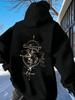 Men's hooded sweater map compass print loose pullover hoodie travel style casual men's wear