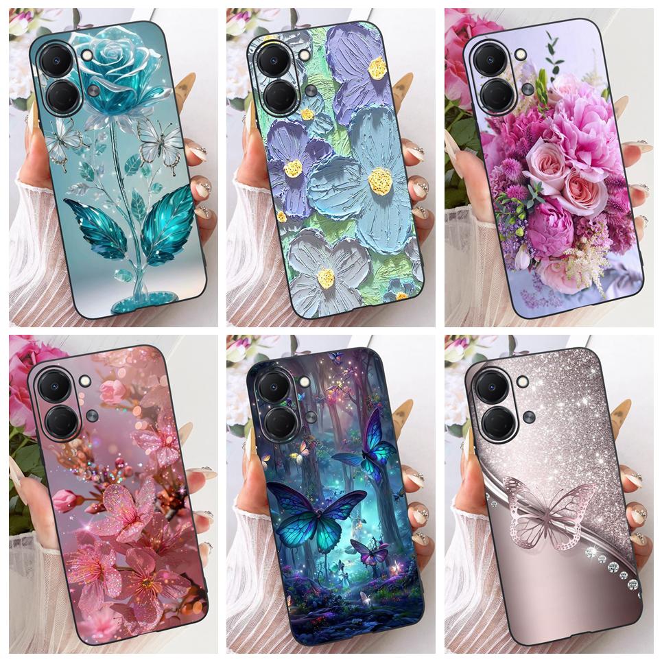 Flower Butterfly Luxury Girly Fashion Casing For Tecno Spark GO 3 GO3 KN3 Phone Case Soft Slim Matte Silicone TPU Back Cover