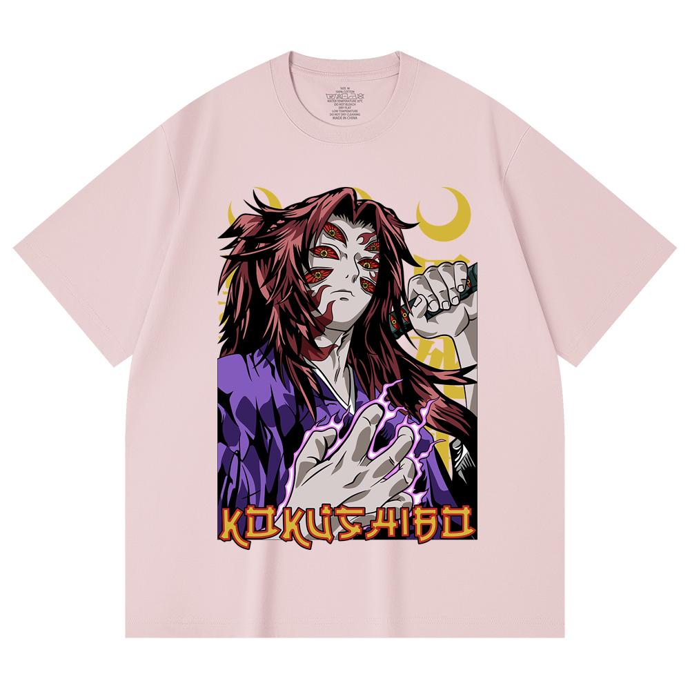 230 Gsm 100% Cotton Demon Slayer V105 Kokushibo Print Unisex Heavy Cotton T Shirt