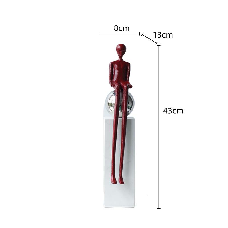 Metal Character Ornaments Abstract Thinker Sitting Ball Person Geometric Portrait Sculpture Metal Figurine Home Decoration