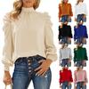 Women's And Winter Long Sleeve High Collar Bubble Long Sleeve Casual Loose Shirt Shirt