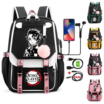 Anime Backpack Demon Slayer Nezuko Kawaii Cartoon School Bag for Adults Large Capacity Manga To Travel Daily Girls' Bookbags