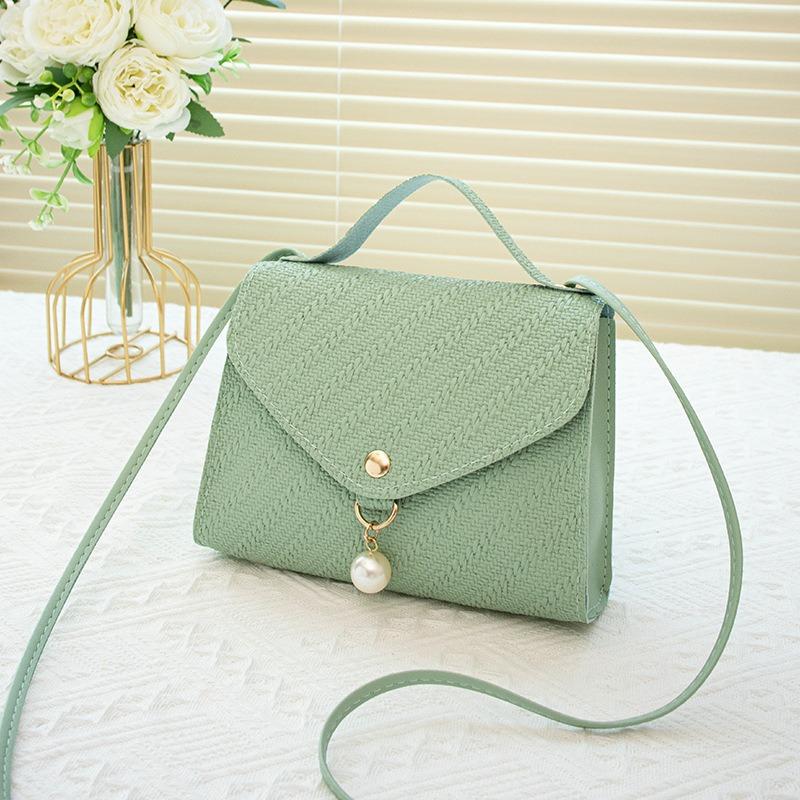 Autumn New Simple Women's Mobile Phone Bag Fashionable Shoulder Messenger Bag Idle Solid Color Pearl Small Square Bag