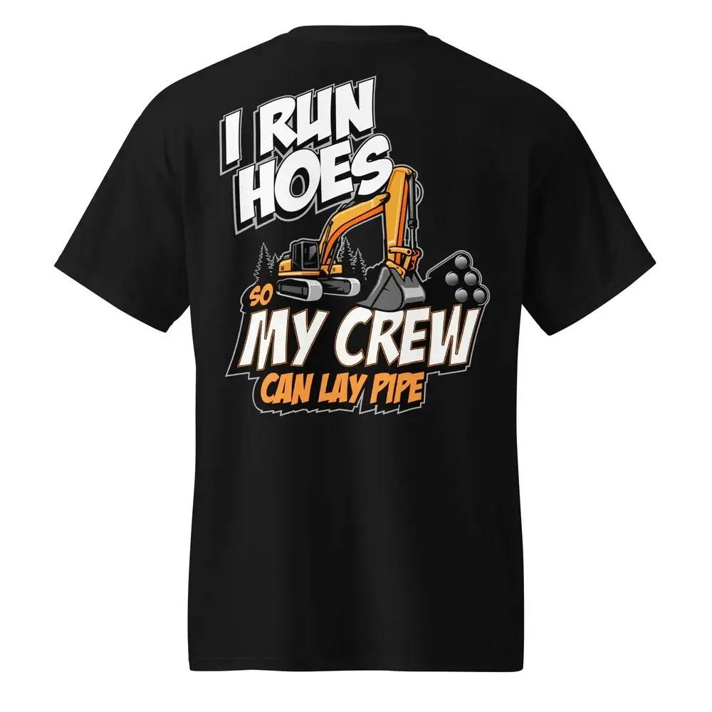 Funny Excavator Operator T-Shirt I Run Hoes Construction Tee XXXL