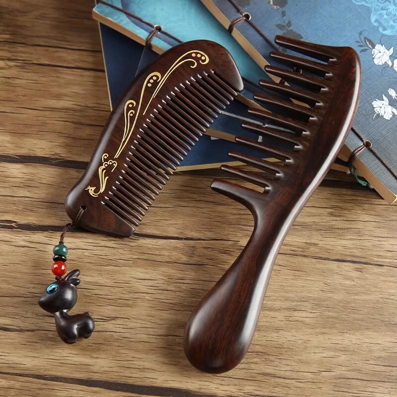 Black Ebony Wood Comb Gift Set
