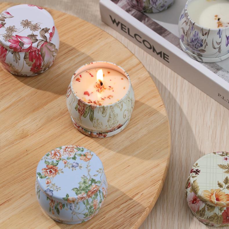 Creative Scented Soy Wax Candle Gift Box with Dried Flowers - Wedding Favor